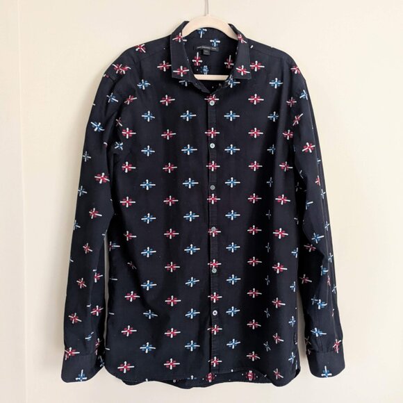 John Varvatos CLAYTON STAR SPORT Shirt Men's XXL Black Long Sleeve Button Up - Picture 3 of 10